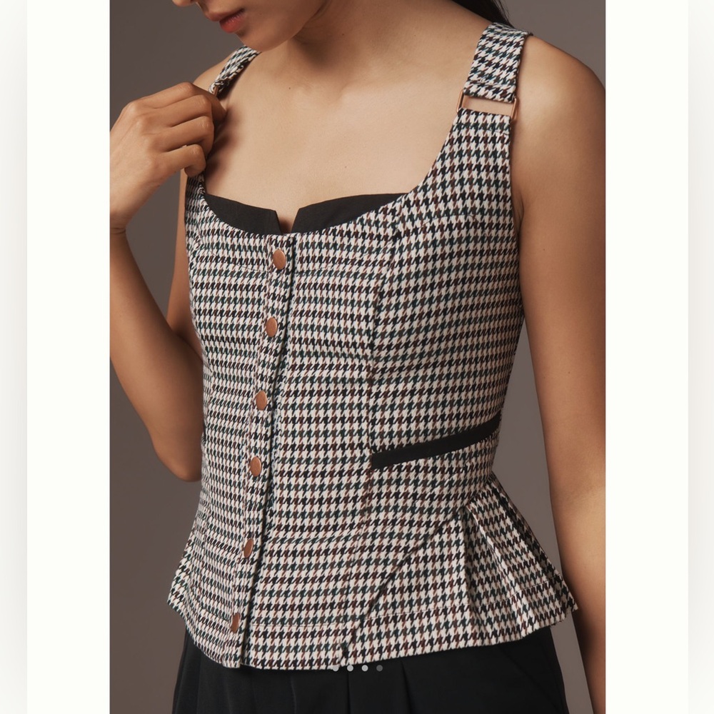 Anthropologie Black and White Houndstooth Top